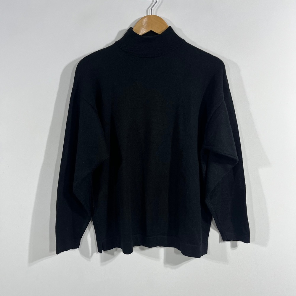 Jos J Oliver Quiet Luxury Merino Wool Mock Neck Sweater Italy Large Old Money